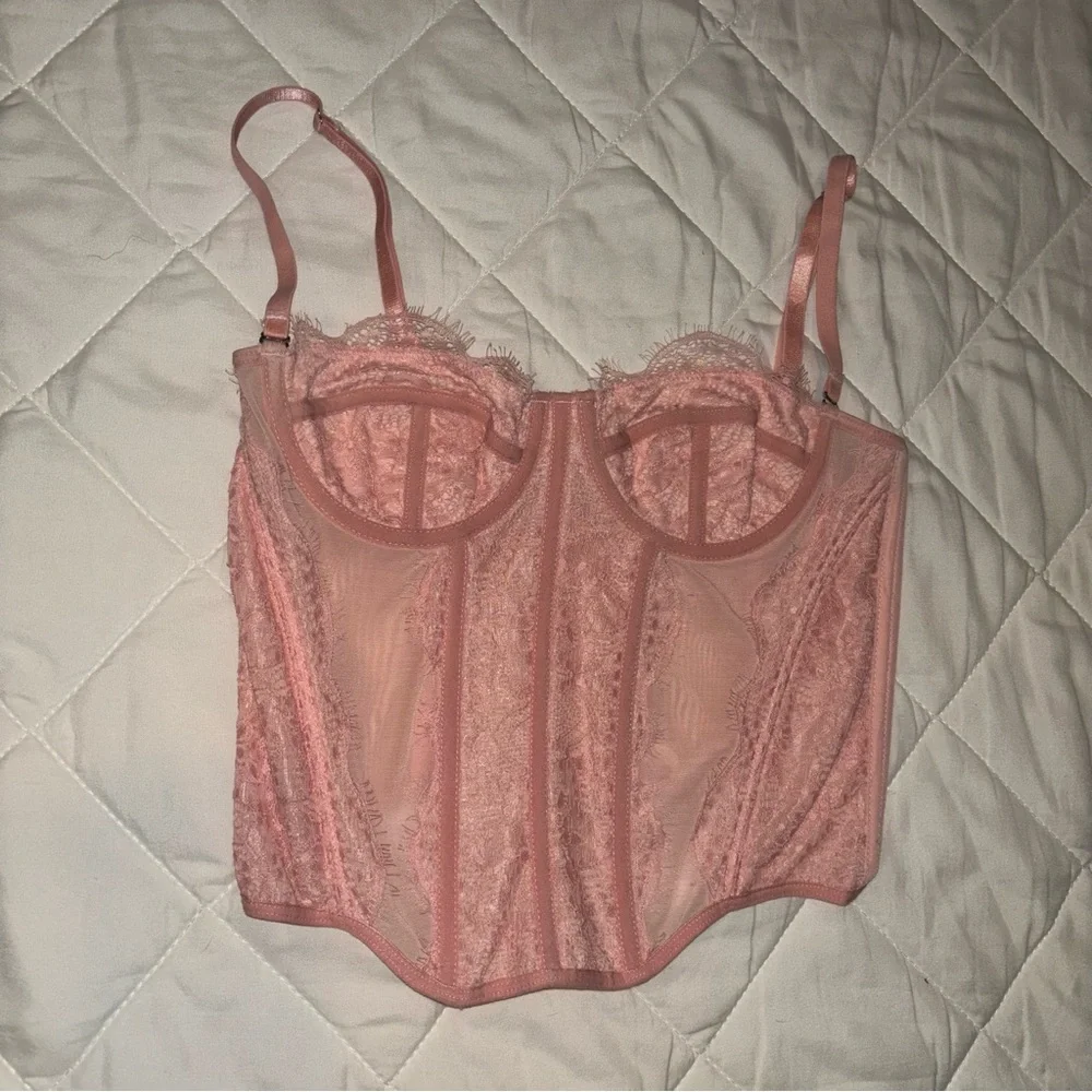 Pink Lace Lingerie Bustier Corset